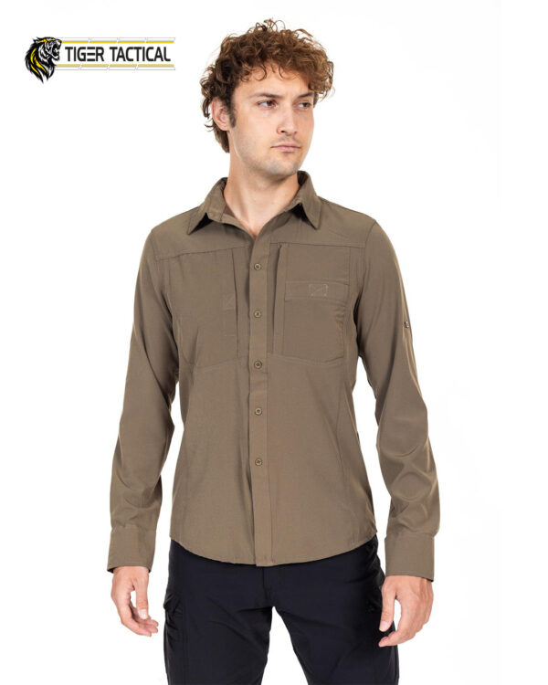 AKN 312 Taktik/Outdoor Haki Likralı Gömlek