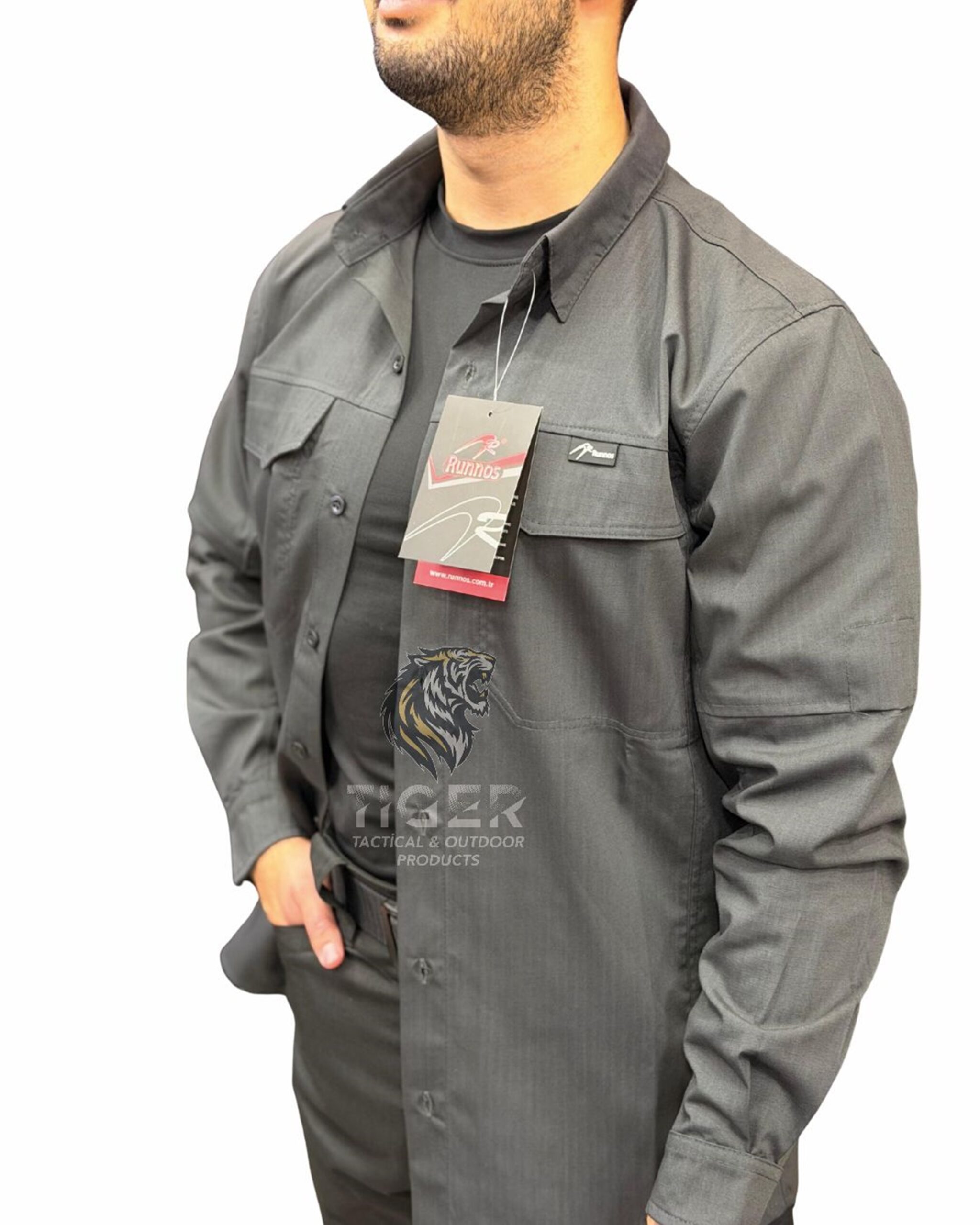 Runnos Ripstop Kumaş Premium Likralı Taktik Gömlek Antrasit
