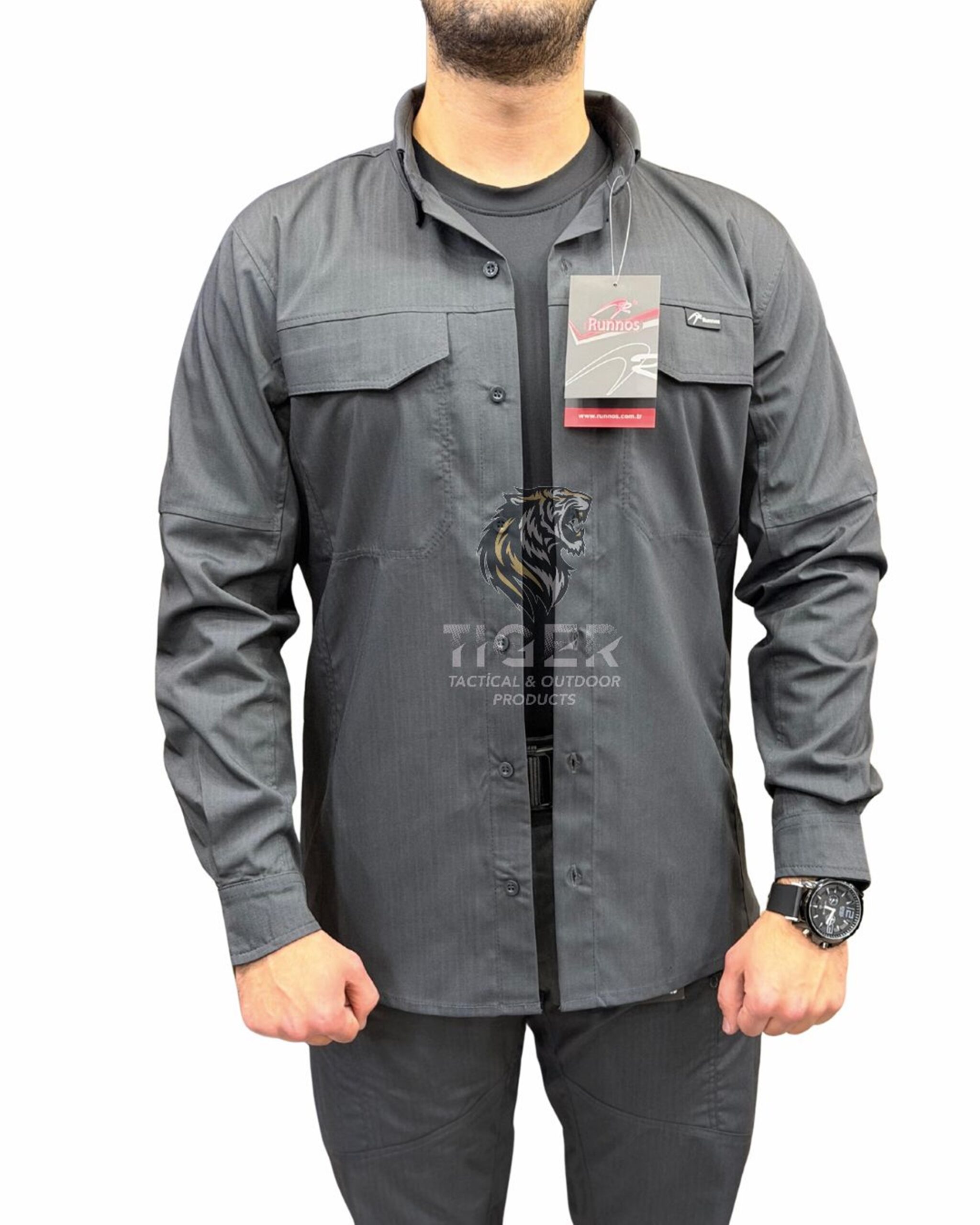 Runnos Ripstop Kumaş Premium Likralı Taktik Gömlek Antrasit - Görsel 2