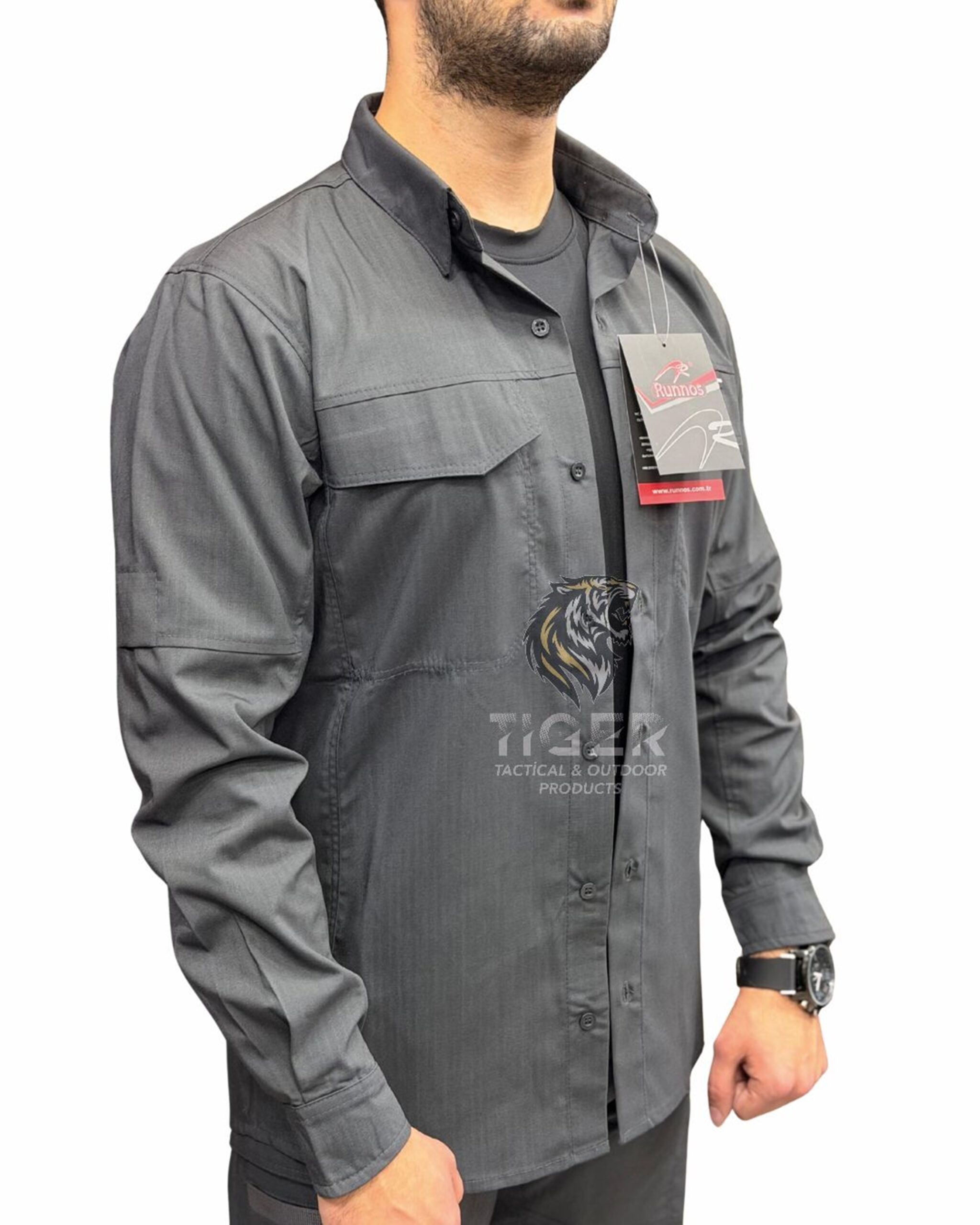 Runnos Ripstop Kumaş Premium Likralı Taktik Gömlek Antrasit - Görsel 3