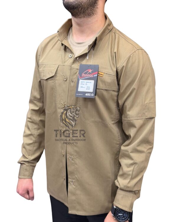 Runnos Ripstop Kumaş Premium Likralı Taktik Gömlek Bej