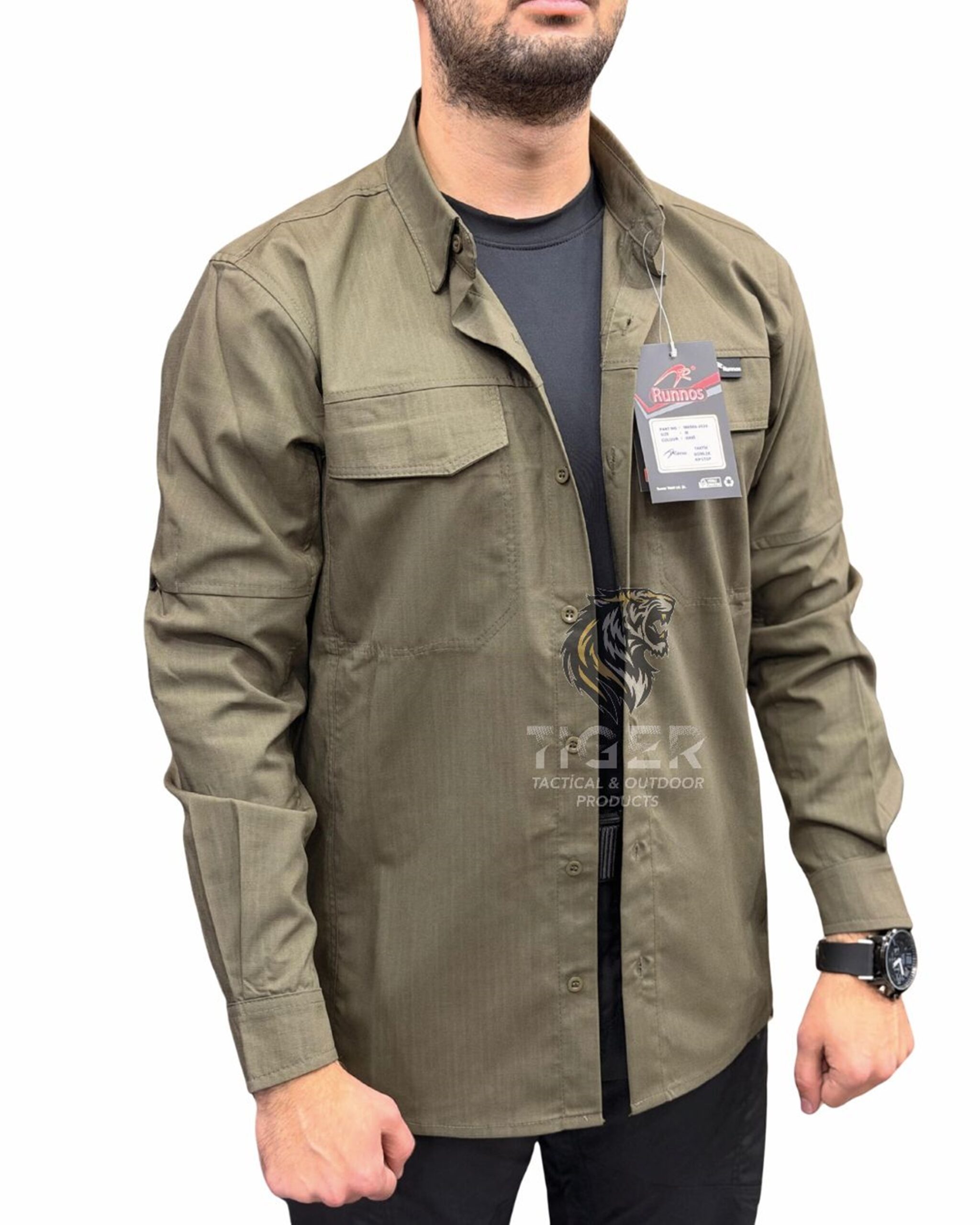 Runnos Ripstop Kumaş Premium Likralı Taktik Gömlek Haki - Görsel 2