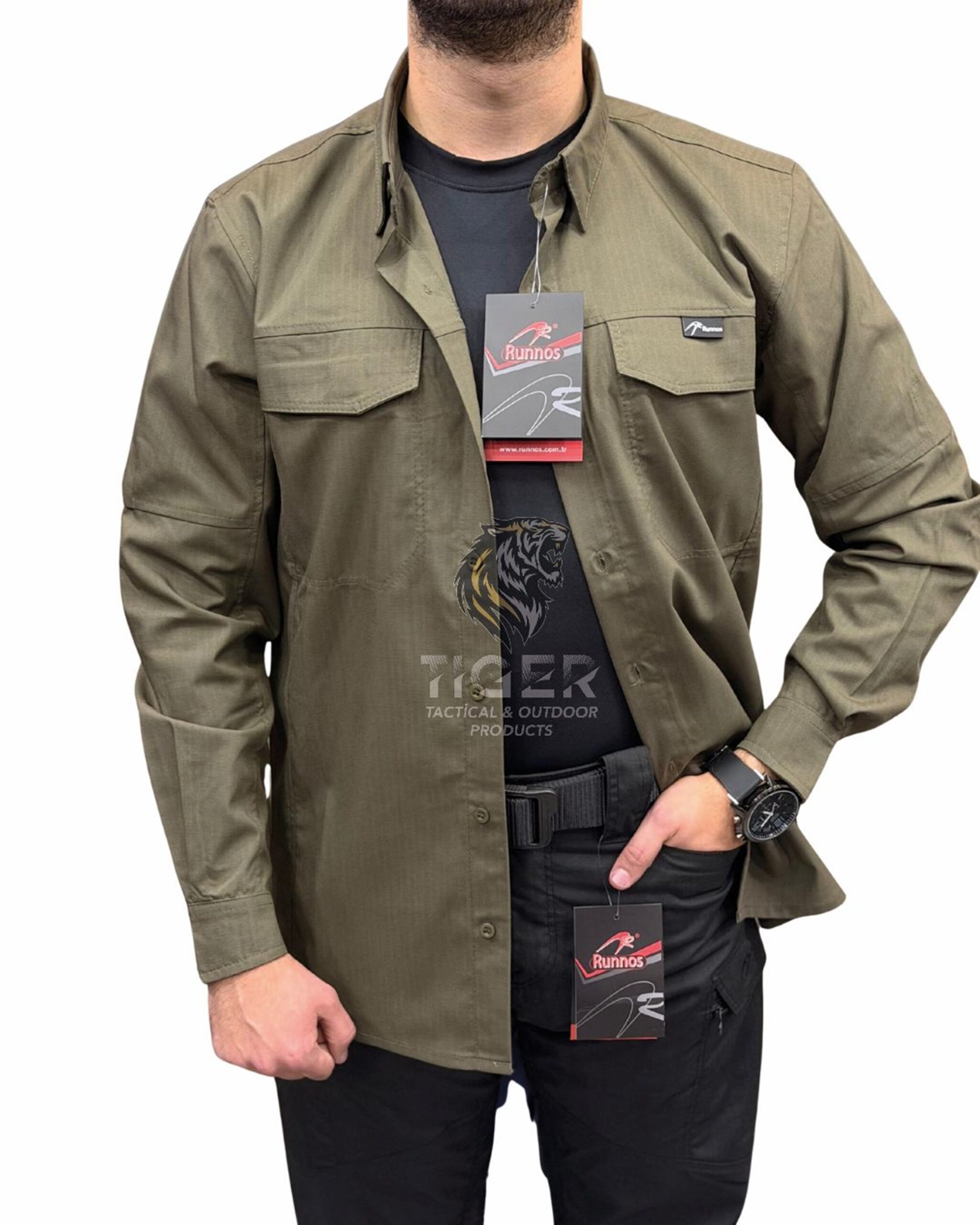 Runnos Ripstop Kumaş Premium Likralı Taktik Gömlek Haki - Görsel 4