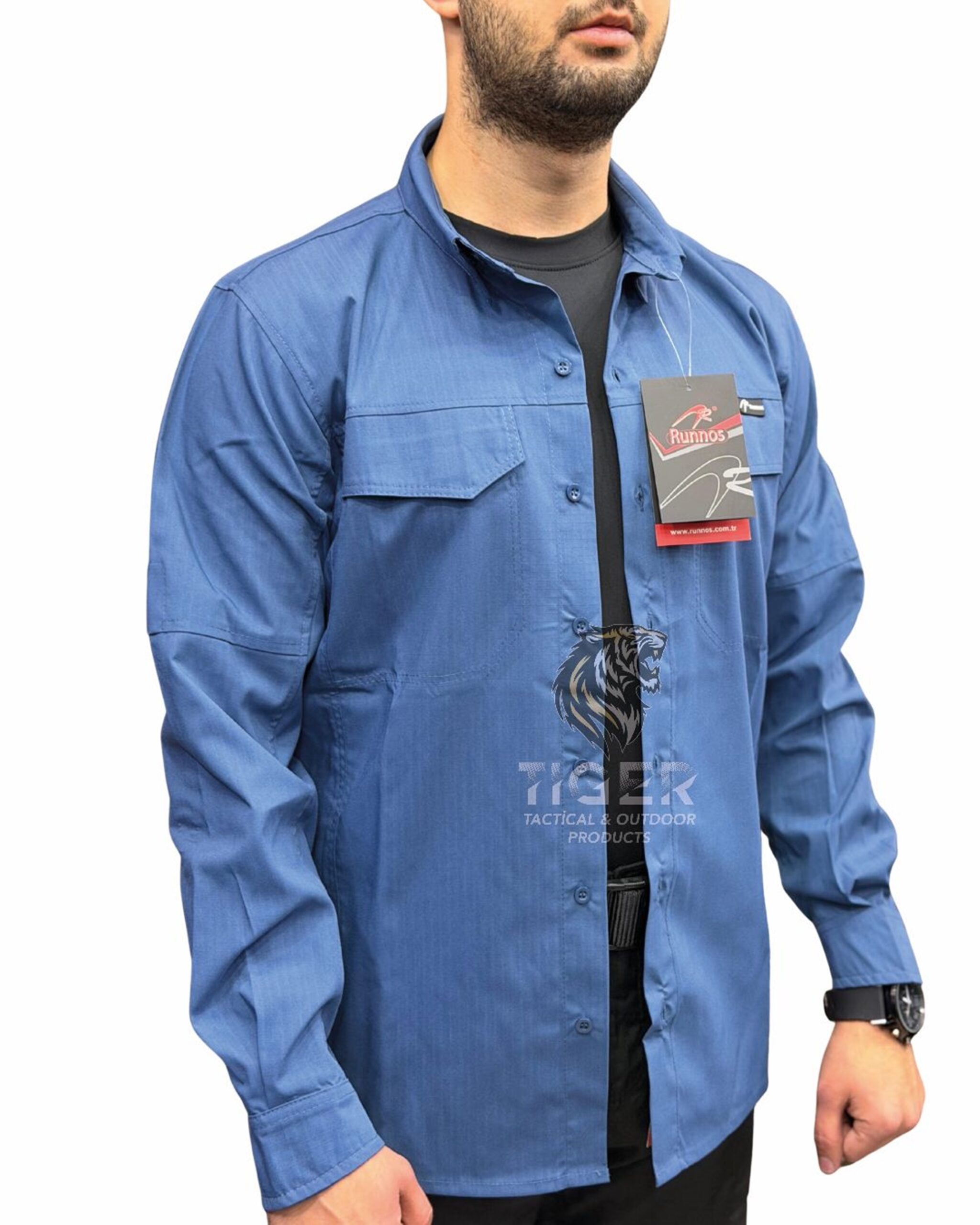 Runnos Ripstop Kumaş Premium Likralı Taktik Gömlek Mavi - Görsel 2