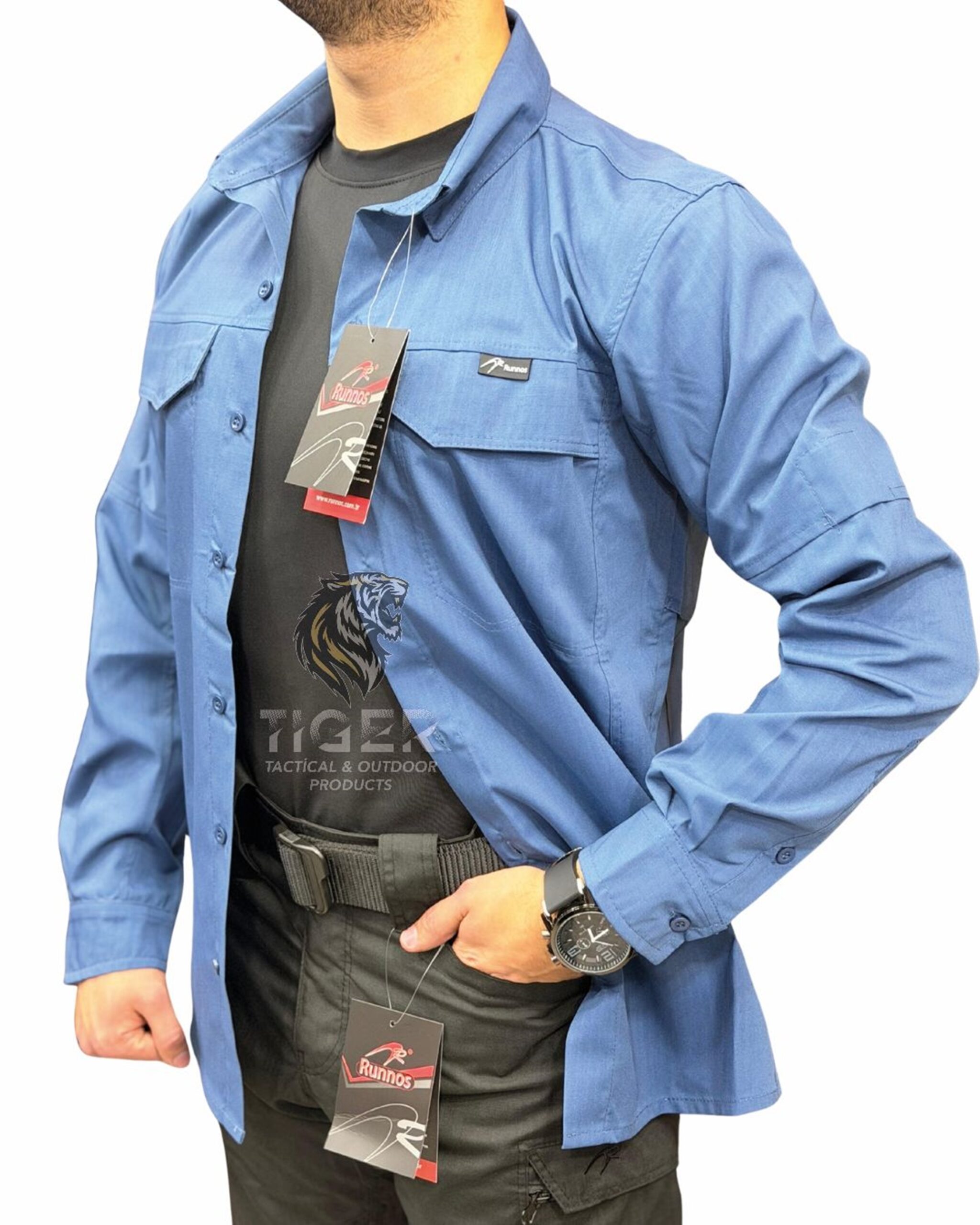 Runnos Ripstop Kumaş Premium Likralı Taktik Gömlek Mavi - Görsel 3