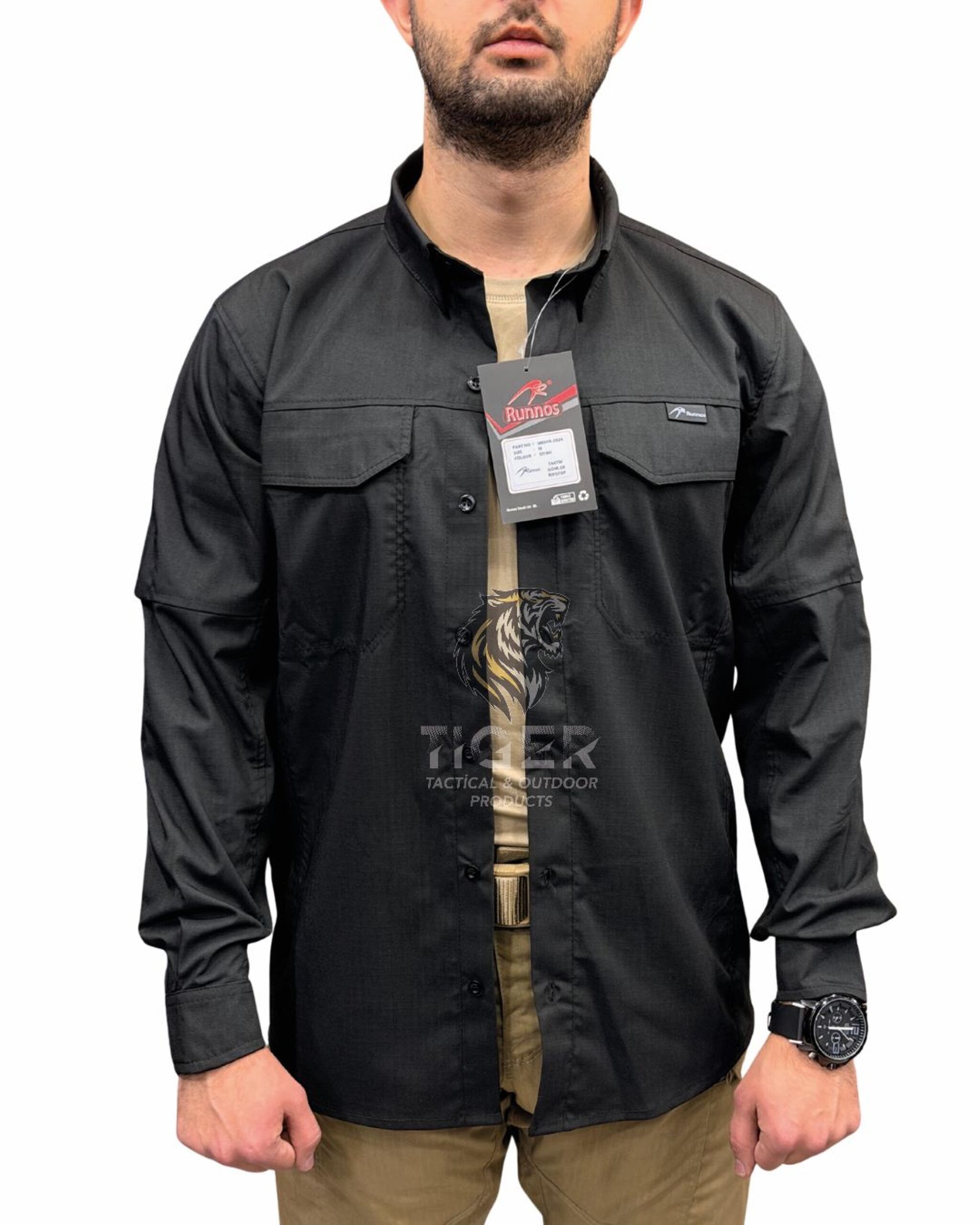 Runnos Ripstop Kumaş Premium Likralı Taktik Gömlek Siyah - Görsel 2