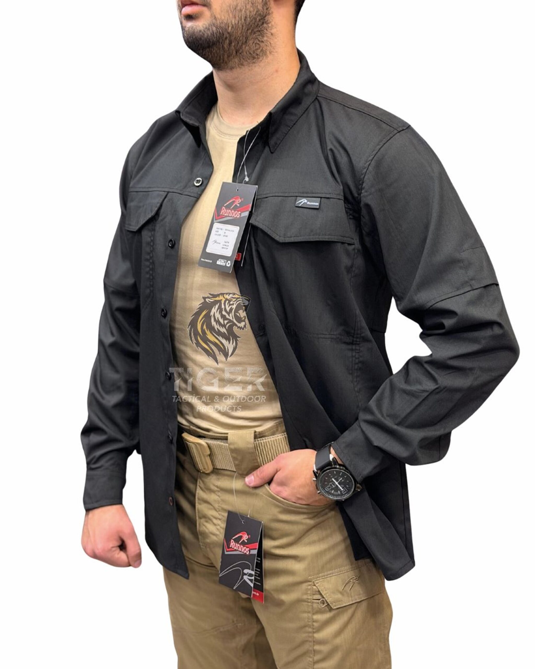 Runnos Ripstop Kumaş Premium Likralı Taktik Gömlek Siyah - Görsel 3