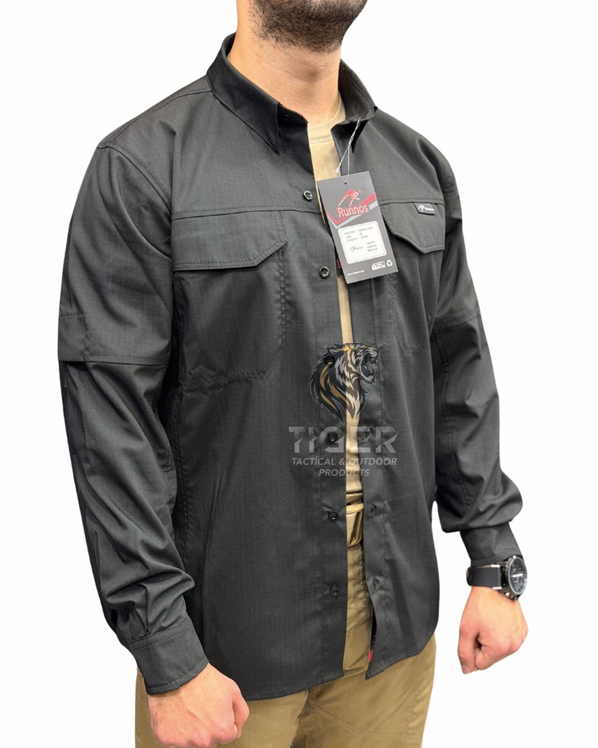 Runnos Ripstop Kumaş Premium Likralı Taktik Gömlek Siyah - Görsel 4