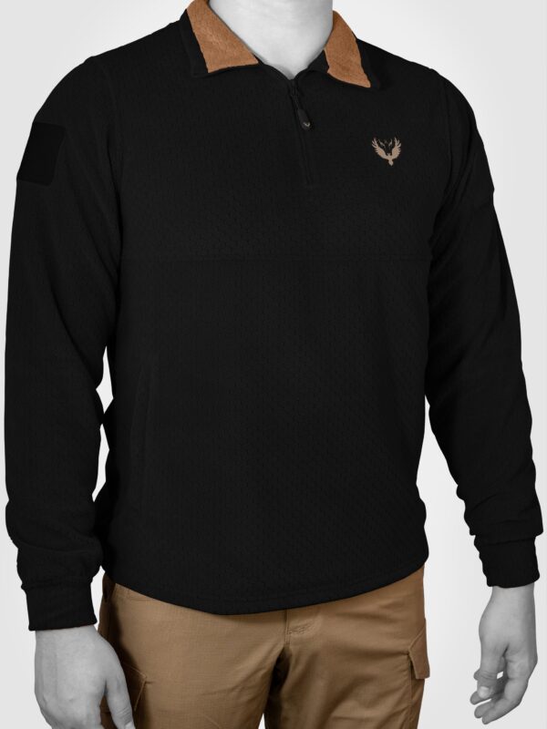 BALIKÇI YAKA PETEK POLAR YALIM SİYAH